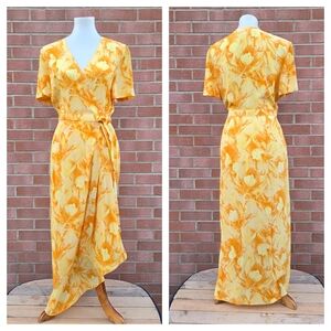 Escada Silk Wrap Dress Abstract Floral Print Vintage 1990s